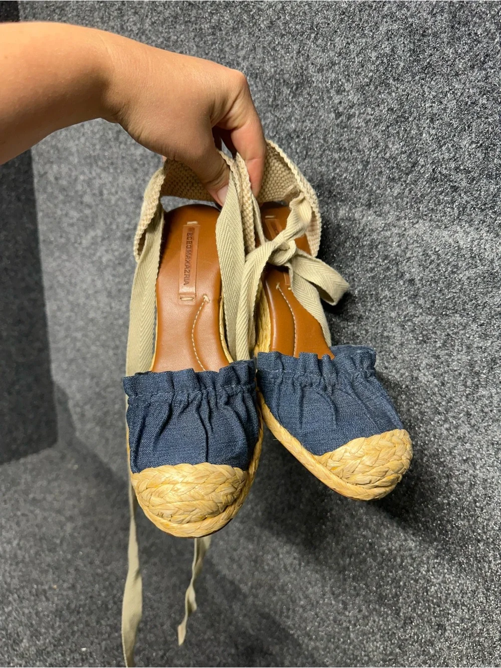 Espadrille Heels denim lace up euro summer cottagecore boho ballet wedge